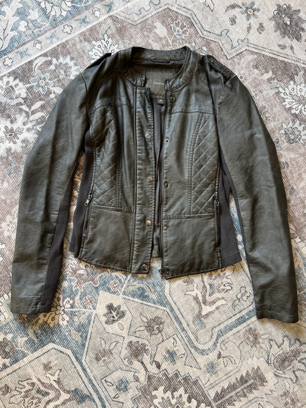 Maurices Black Quilted Faux Leather Moto Jacket